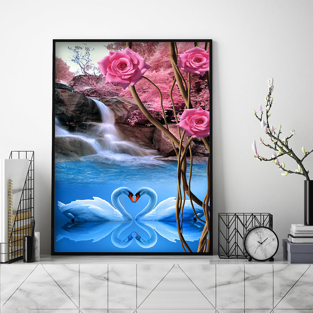 Swan - Full Round Drill Diamond Painting 30*40CM