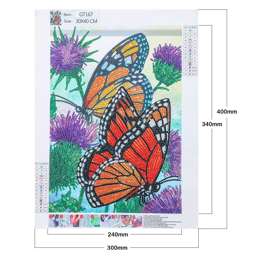 Bird Butterfly - Special Shaped Drill Diamond Painting 30*40CM