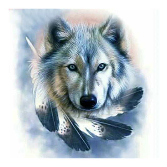 Wolf Feather - Full Round Drill Diamond Painting 30*30CM