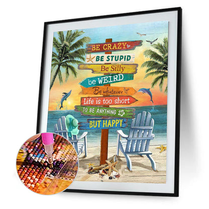 Beach Letter - Full Round Drill Diamond Painting 40*50CM