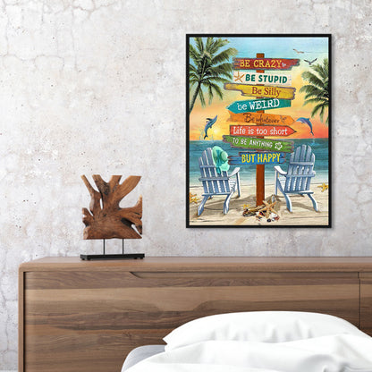 Beach Letter - Full Round Drill Diamond Painting 40*50CM