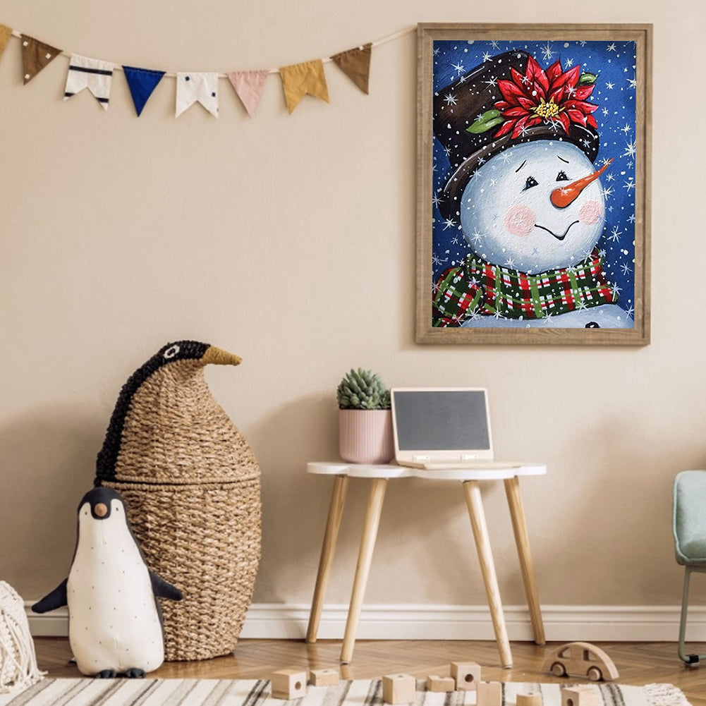 Shy Snowman - Full Round Drill Diamond Painting 30*40CM