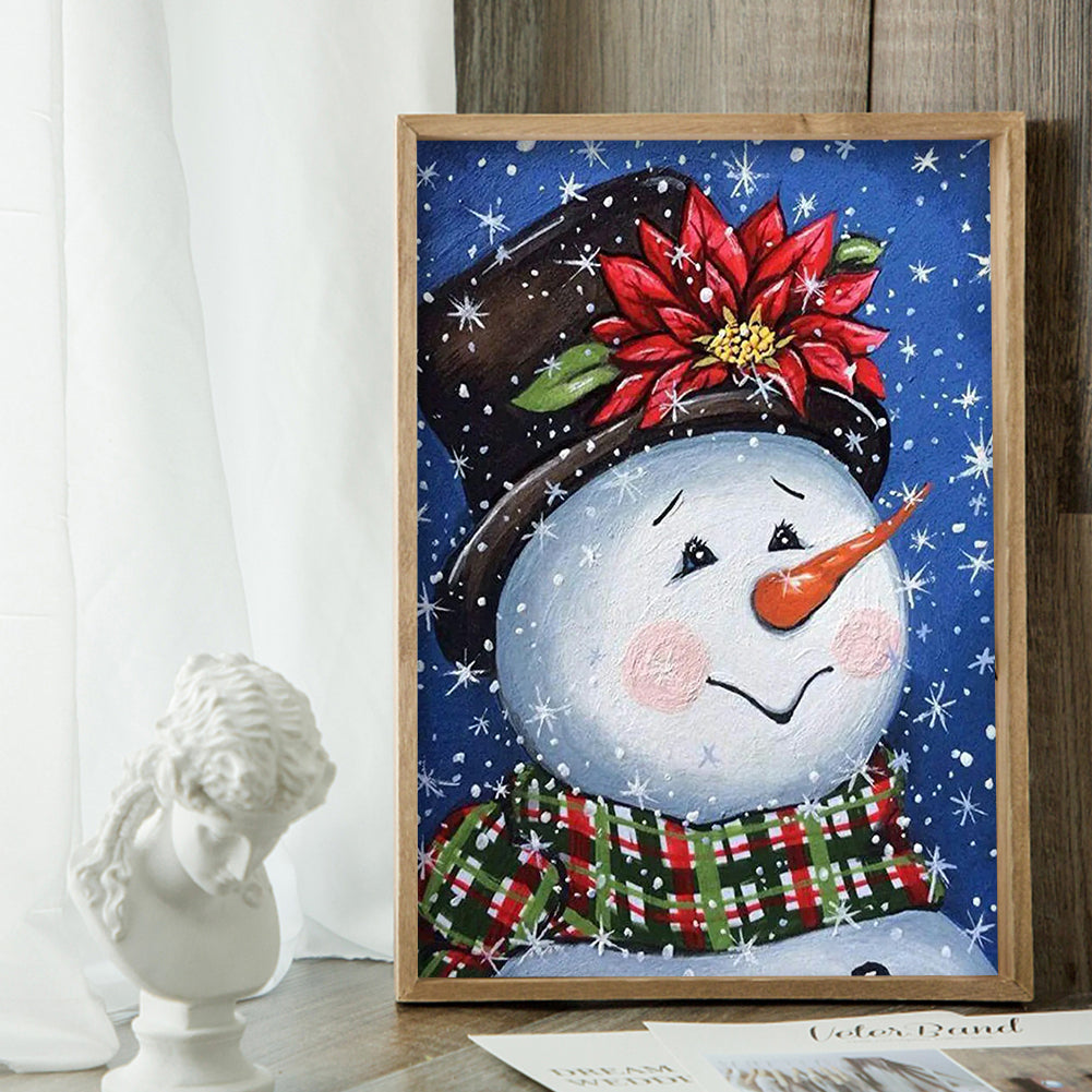 Shy Snowman - Full Round Drill Diamond Painting 30*40CM