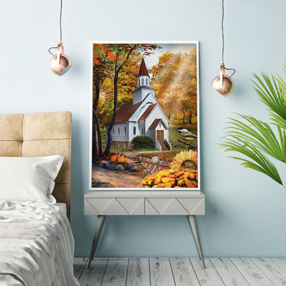 Church Scenery - Full Round Drill Diamond Painting 30*40CM