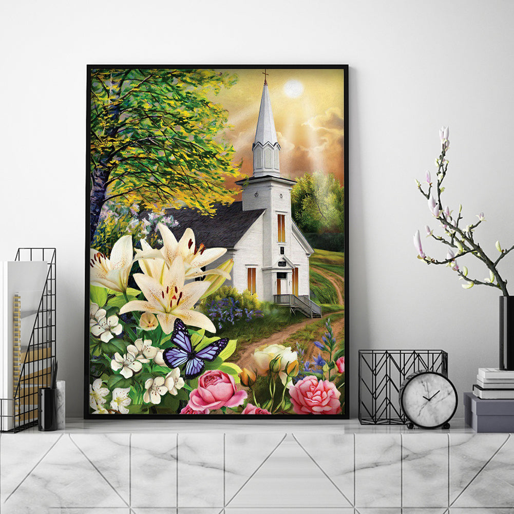 Church Scenery - Full Round Drill Diamond Painting 30*40CM