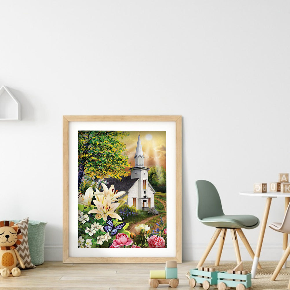 Church Scenery - Full Round Drill Diamond Painting 30*40CM