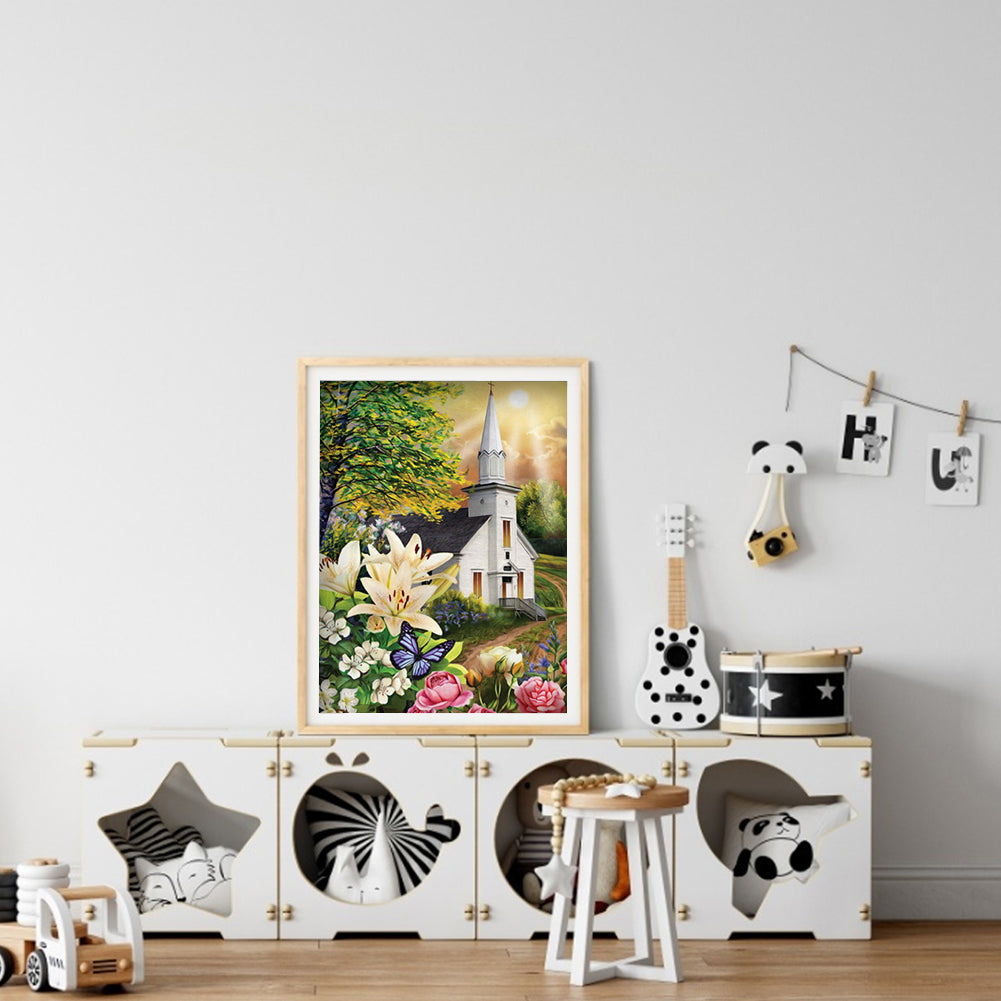 Church Scenery - Full Round Drill Diamond Painting 30*40CM