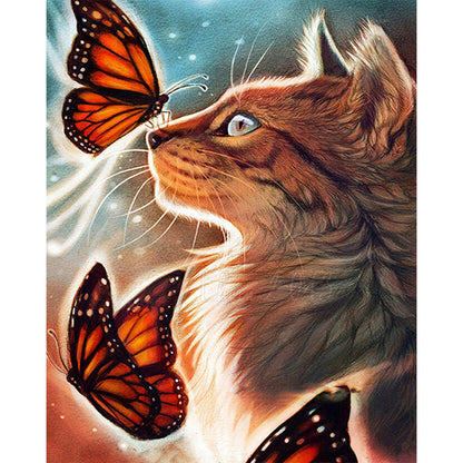 Butterfly Cat - Full Round Drill Diamond Painting 30*40CM