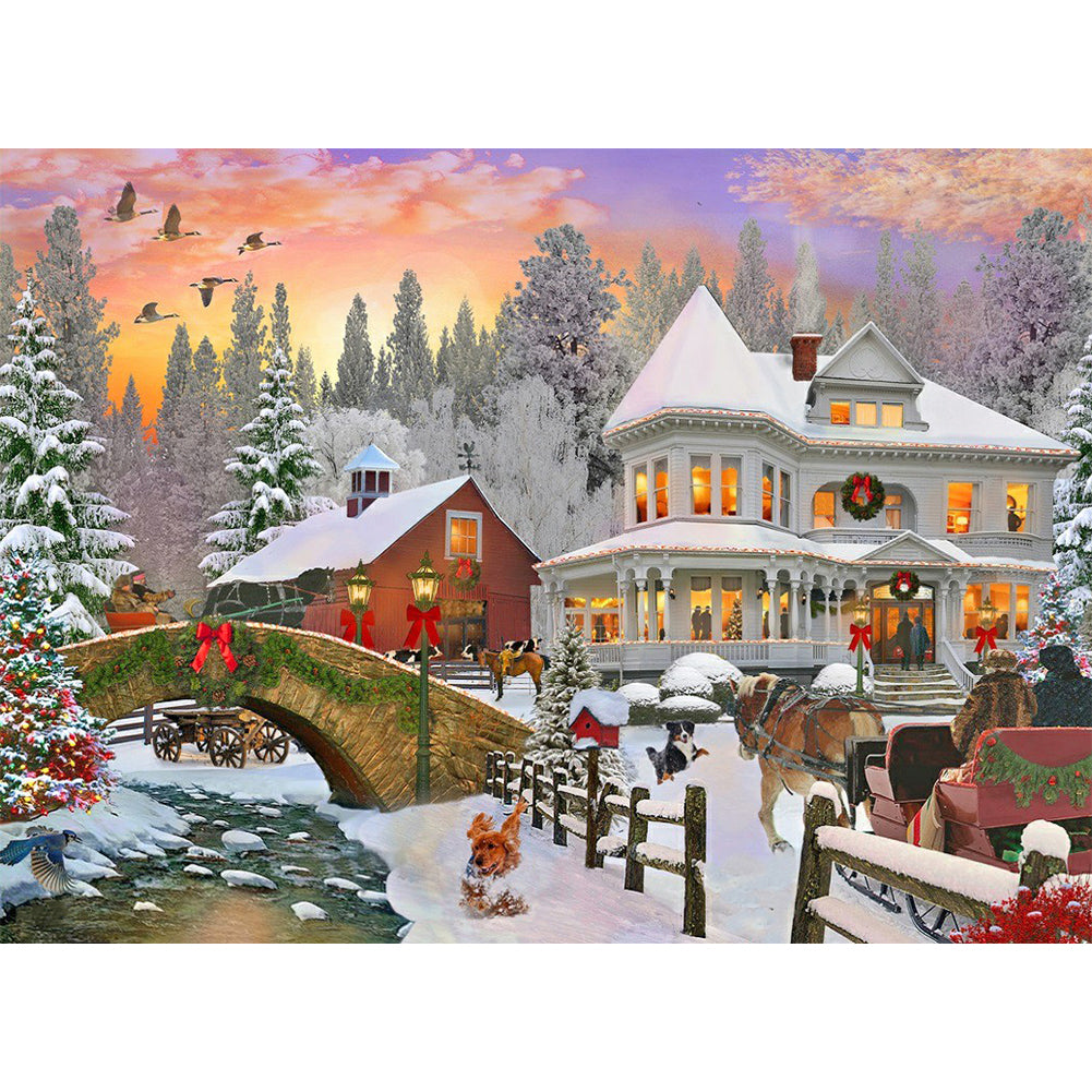 Christmas Atmosphere - Full Round Drill Diamond Painting 55*40CM