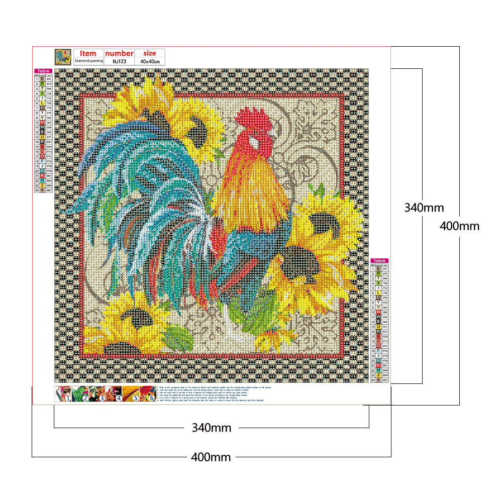 Rooster - Full Round Drill Diamond Painting 40*40CM