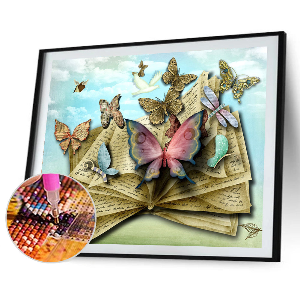 Book Butterfly - Full Round Drill Diamond Painting 40*30CM