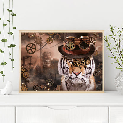 Steampunk Tiger - Full Round Drill Diamond Painting 40*30CM