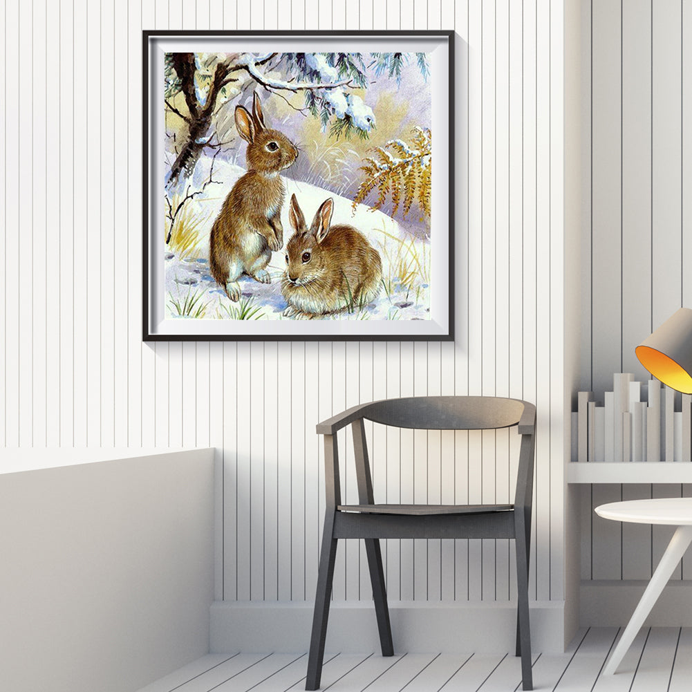 Snow Bunny - Full Round Drill Diamond Painting 30*30CM