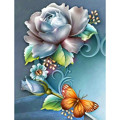 Roses Butterfly - Full Round Drill Diamond Painting 30*40CM