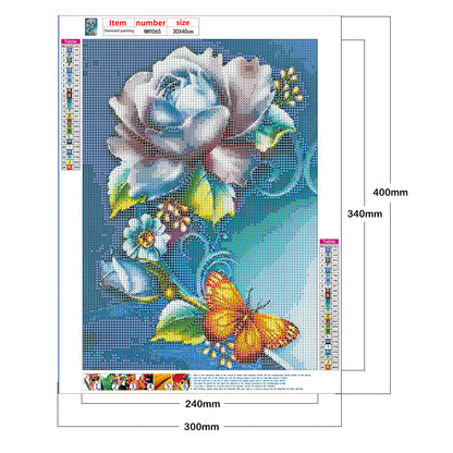 Roses Butterfly - Full Round Drill Diamond Painting 30*40CM