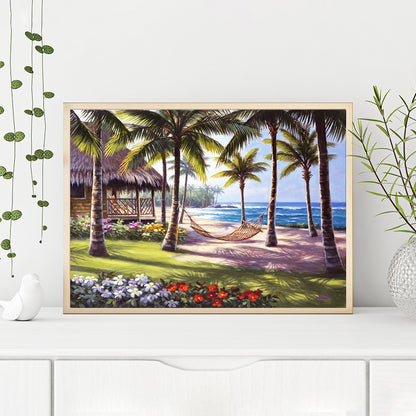 Coconut Tree - Full Round Drill Diamond Painting 40*30CM