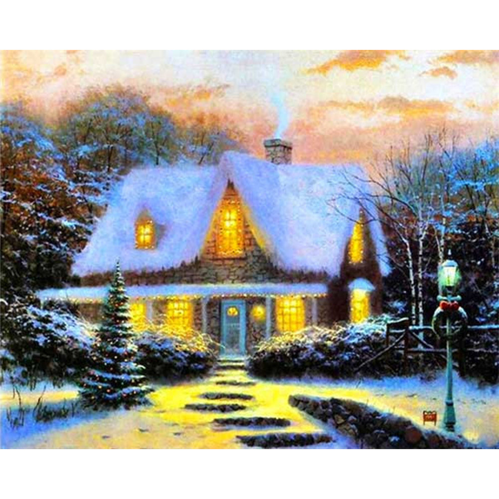 Snow House - Full Round Drill Diamond Painting 50*40CM