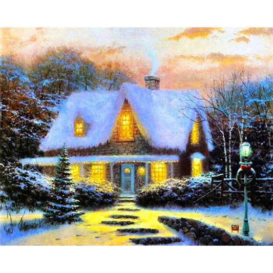 Snow House - Full Round Drill Diamond Painting 50*40CM