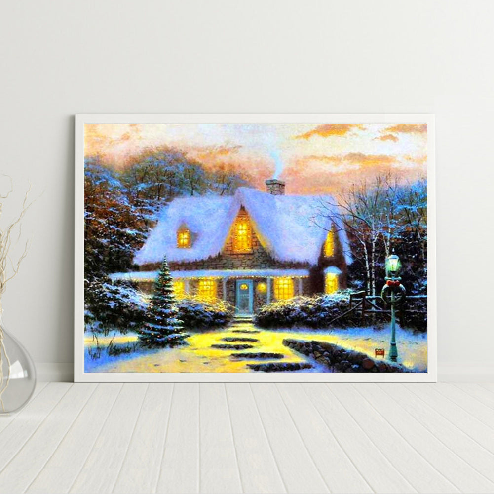 Snow House - Full Round Drill Diamond Painting 50*40CM