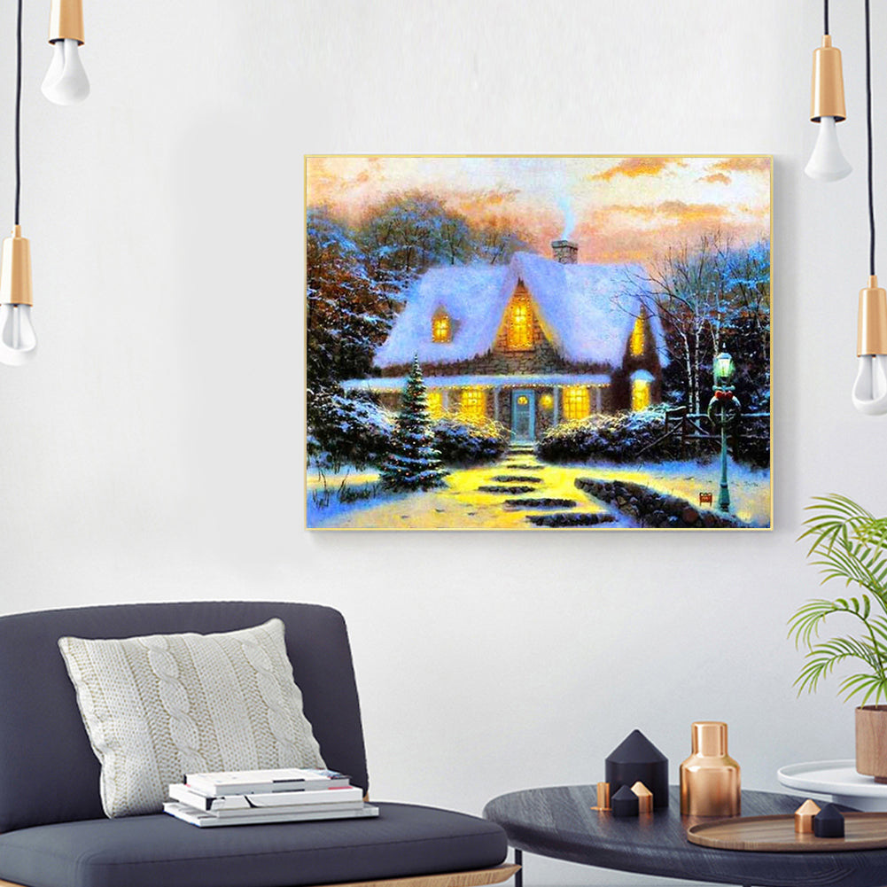 Snow House - Full Round Drill Diamond Painting 50*40CM