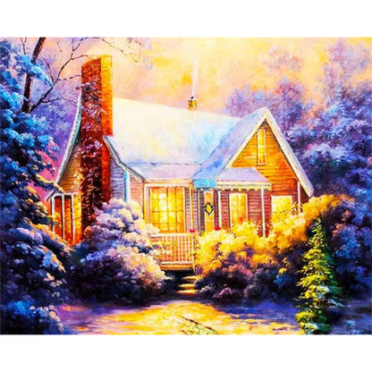 Snow House - Full Round Drill Diamond Painting 50*40CM