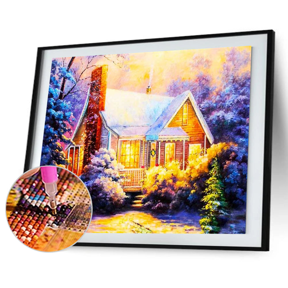 Snow House - Full Round Drill Diamond Painting 50*40CM