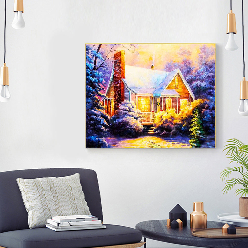 Snow House - Full Round Drill Diamond Painting 50*40CM