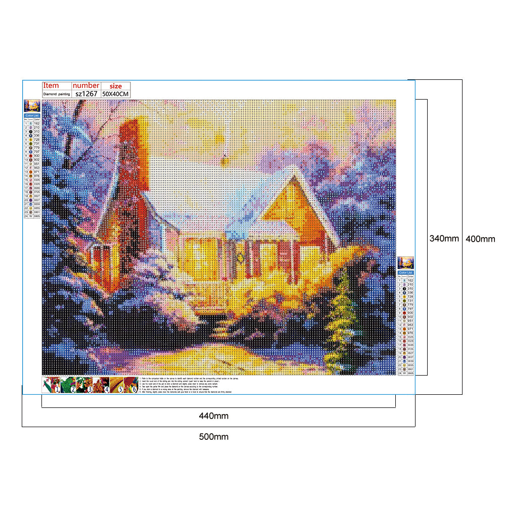 Snow House - Full Round Drill Diamond Painting 50*40CM