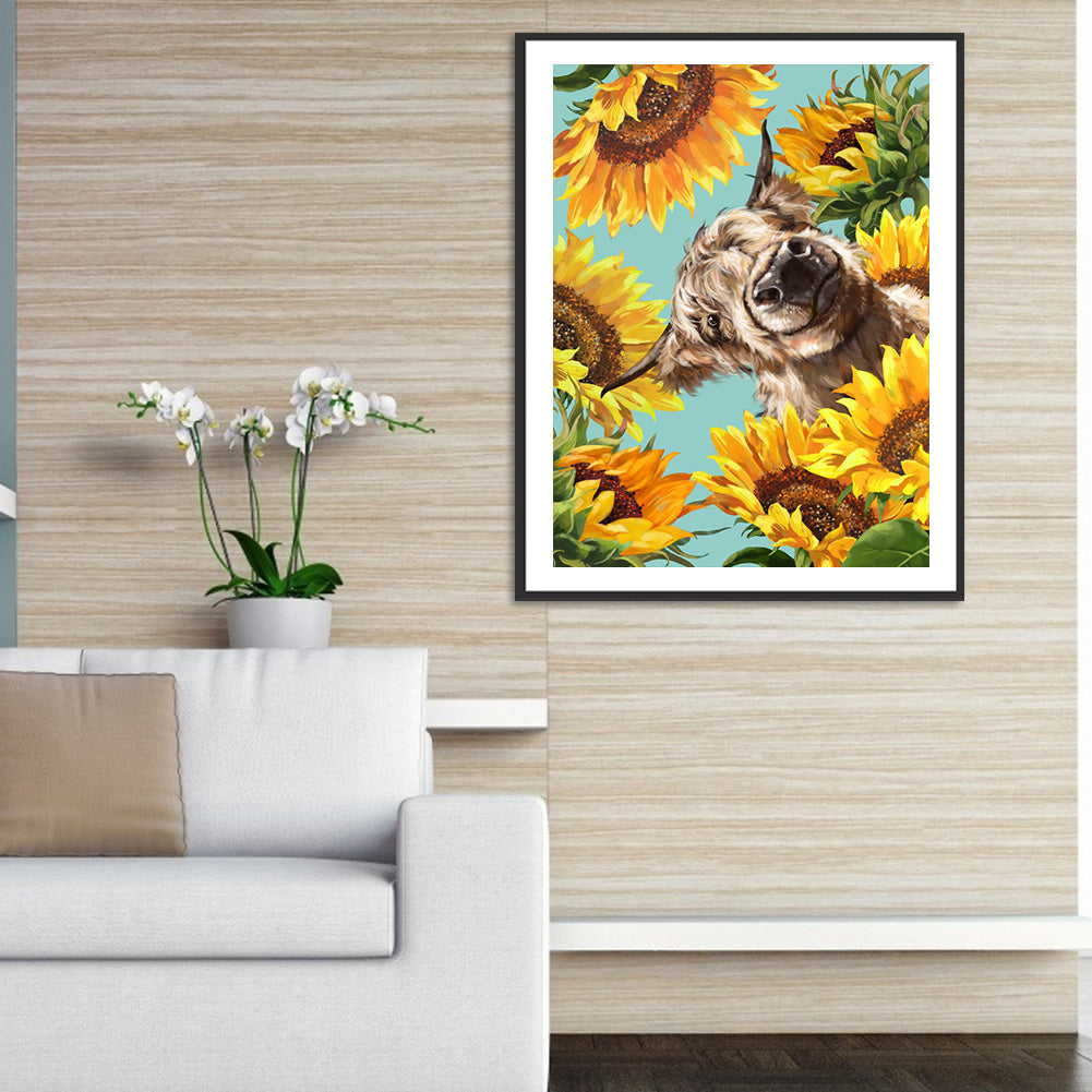 Sunflower Cow - Full Round Drill Diamond Painting 30*40CM