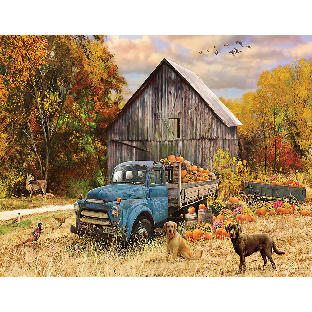 Autumn Truck - Full Round Drill Diamond Painting 50*40CM