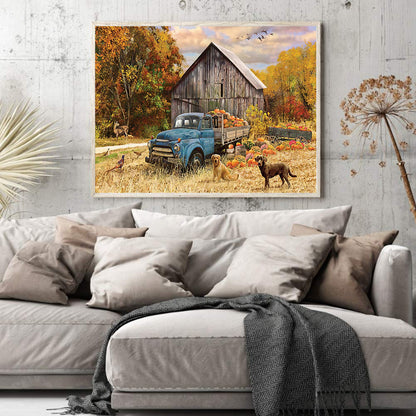 Autumn Truck - Full Round Drill Diamond Painting 50*40CM