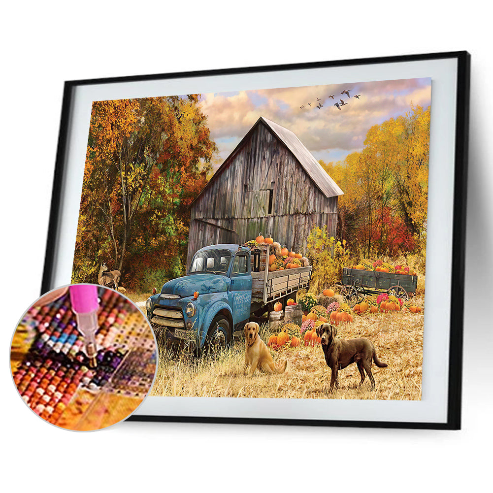 Autumn Truck - Full Round Drill Diamond Painting 50*40CM