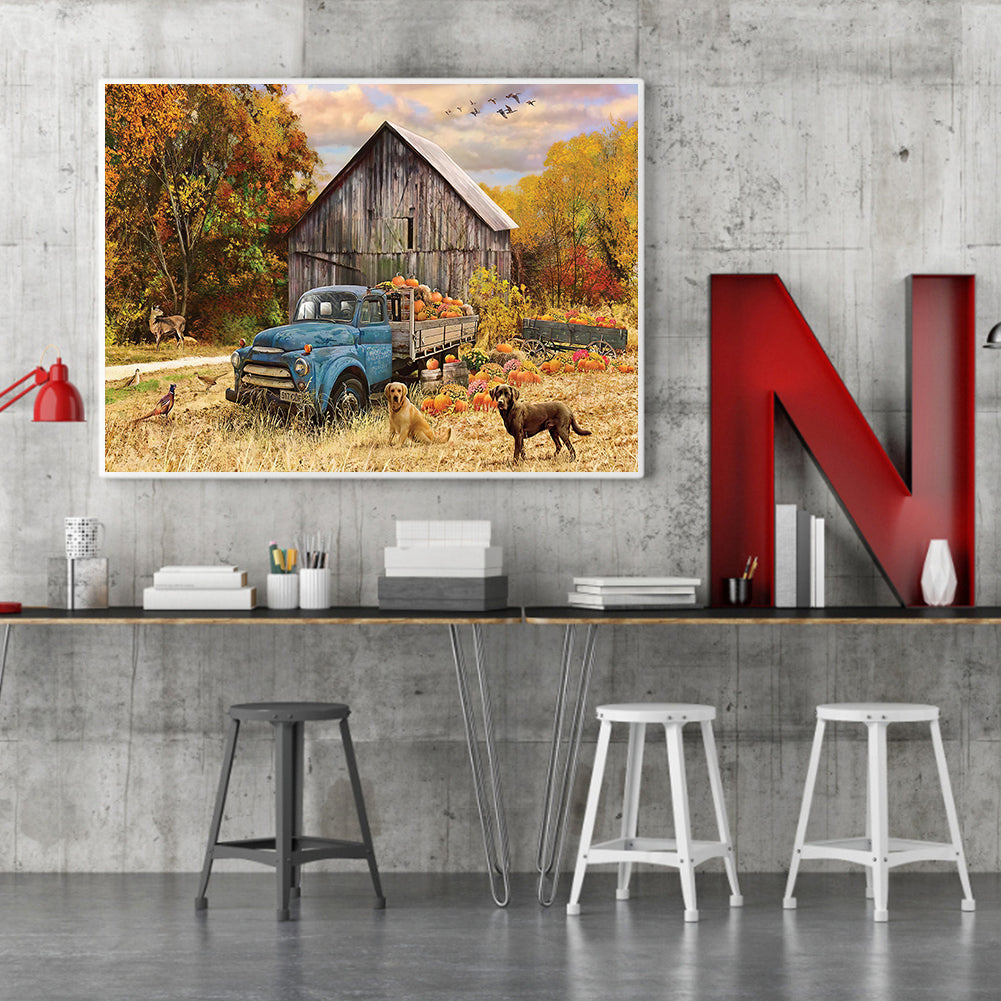 Autumn Truck - Full Round Drill Diamond Painting 50*40CM