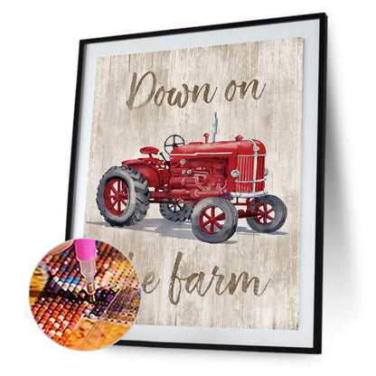 Red Tractor - Full Round Drill Diamond Painting 30*40CM