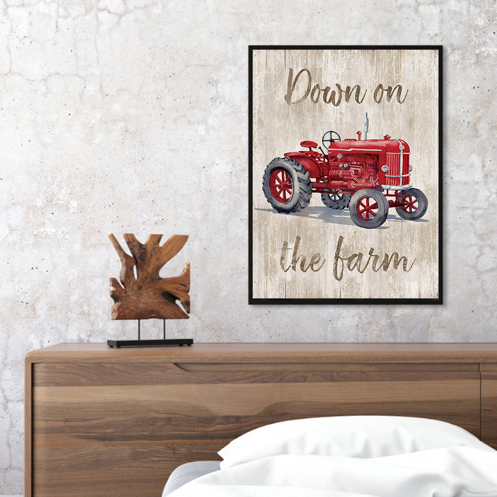 Red Tractor - Full Round Drill Diamond Painting 30*40CM