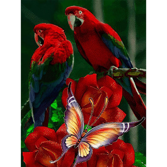 Parrot Rose - Full Round Drill Diamond Painting 30*40CM