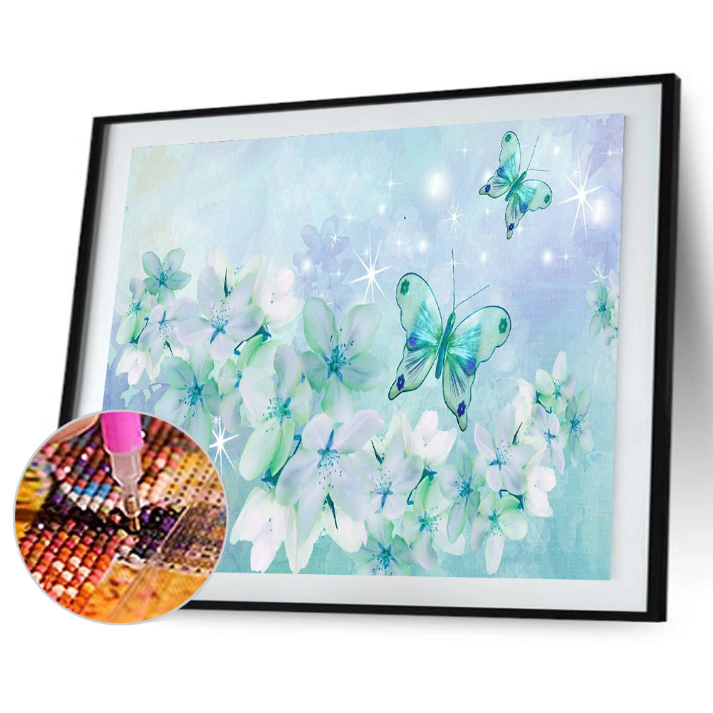 Green Butterfly - Full Round Drill Diamond Painting 40*30CM