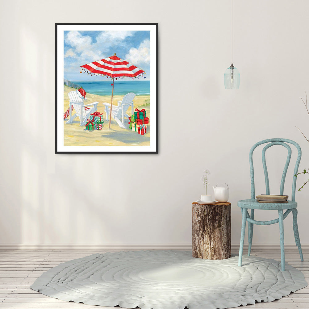 Christmas Beach - Full Round Drill Diamond Painting 30*40CM