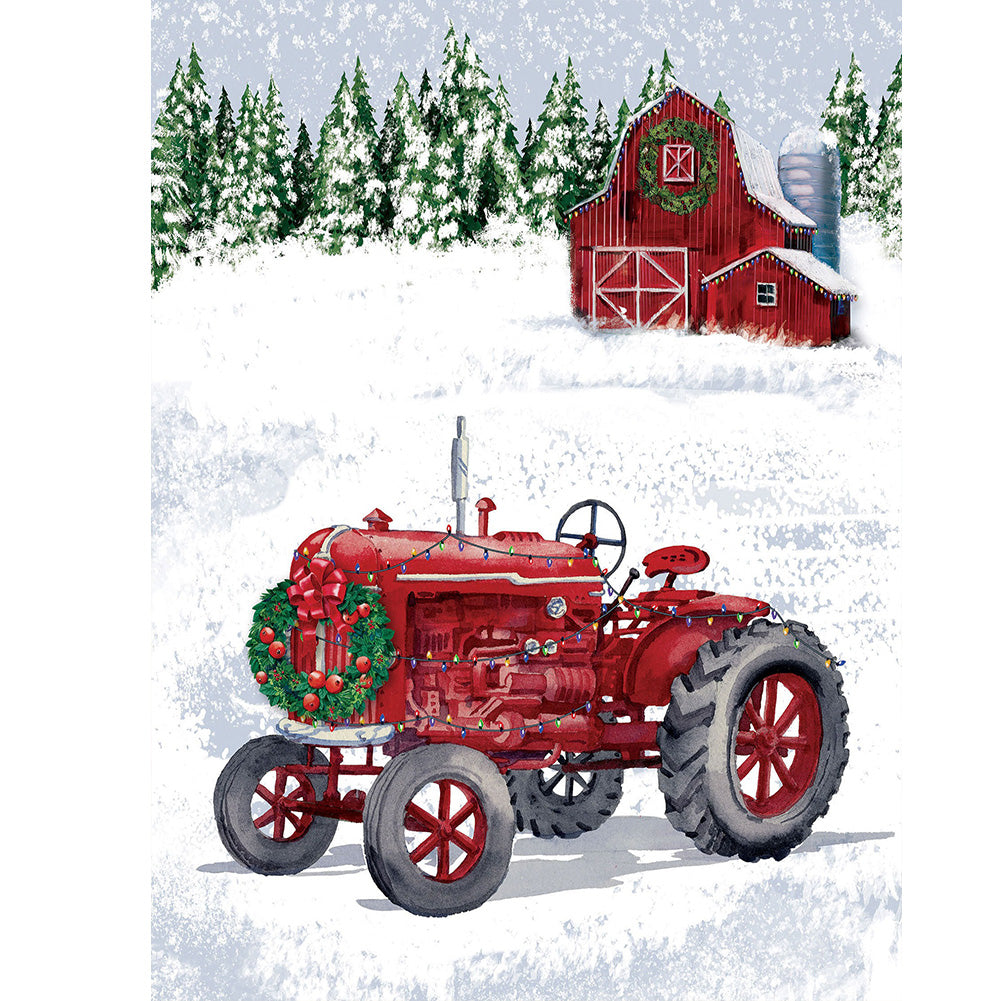 Christmas Tractor - Full Round Drill Diamond Painting 30*40CM