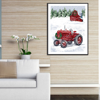 Christmas Tractor - Full Round Drill Diamond Painting 30*40CM