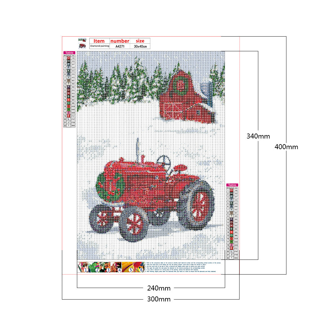 Christmas Tractor - Full Round Drill Diamond Painting 30*40CM