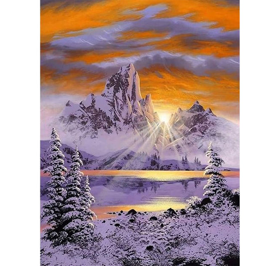 Sunrise Mountain - Full Round Drill Diamond Painting 30*40CM