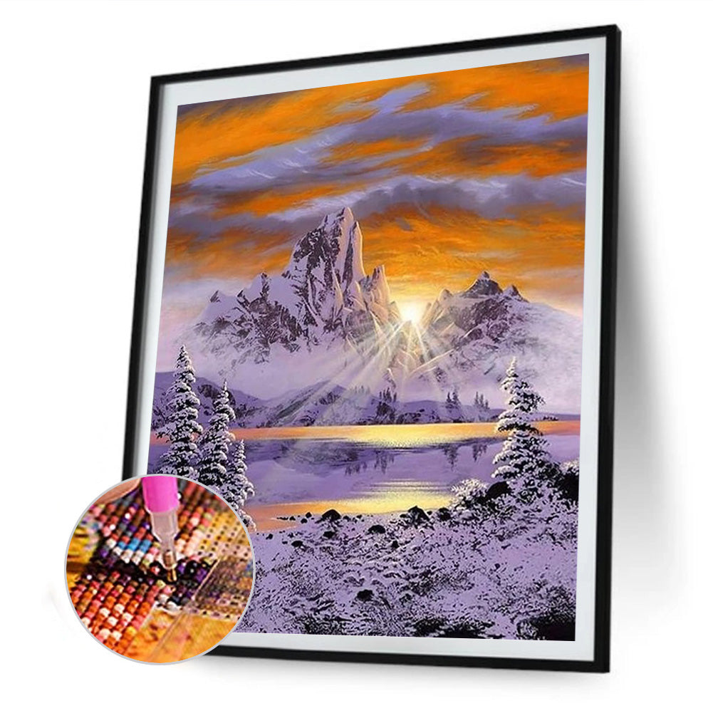 Sunrise Mountain - Full Round Drill Diamond Painting 30*40CM