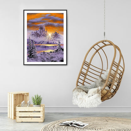 Sunrise Mountain - Full Round Drill Diamond Painting 30*40CM