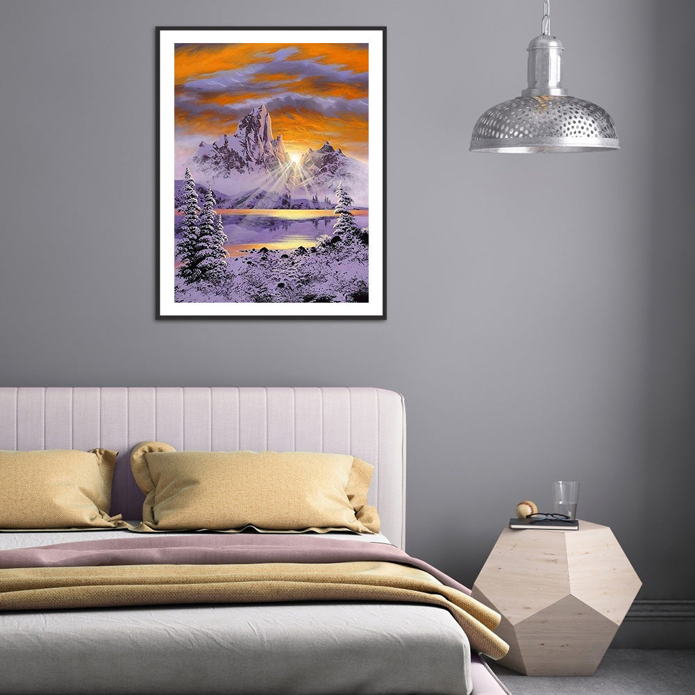 Sunrise Mountain - Full Round Drill Diamond Painting 30*40CM