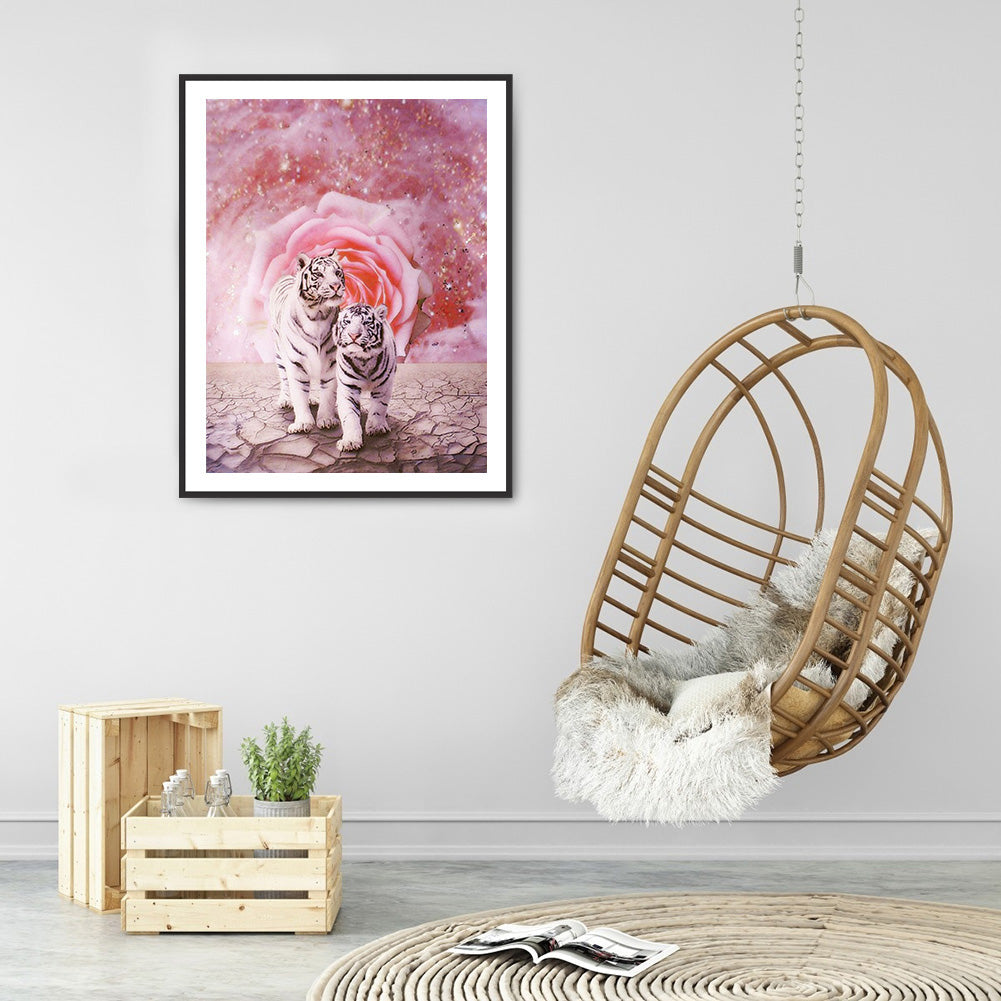 Tiger Flower - Full Round Drill Diamond Painting 30*40CM