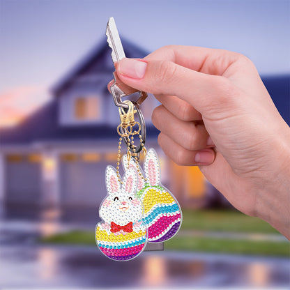 5pcs Diamond Painting DIY Full Special Shaped Drill Easter Keychains Kit