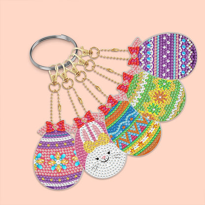 5pcs Diamond Painting DIY Full Special Shaped Drill Easter Keychains Kit