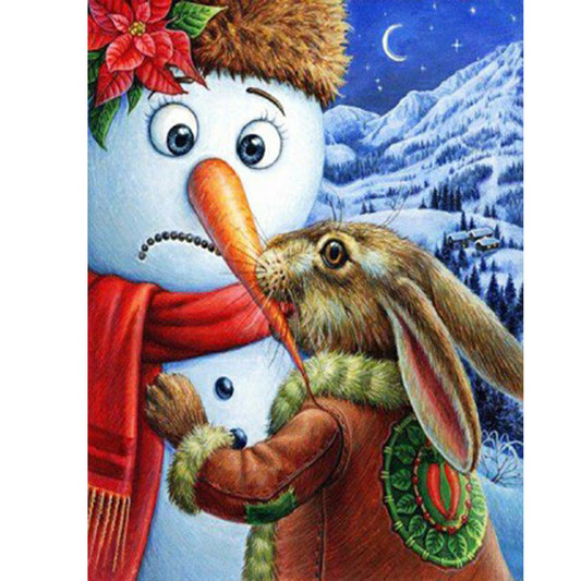 Rabbit Snowman - Full Round Drill Diamond Painting 30*40CM