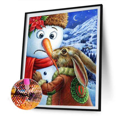 Rabbit Snowman - Full Round Drill Diamond Painting 30*40CM